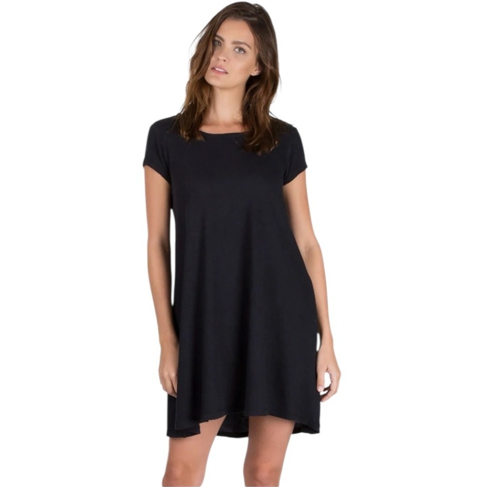 Z Supply Dress Women Medium Black The Looker Short Sleeve T Shirt Mini Gothic